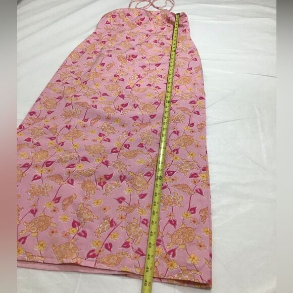 Lily Pulitzer Sunset Pink Turtle Soup Maxi Dress Spaghetti Straps Size 6 - Picture 13 of 15
